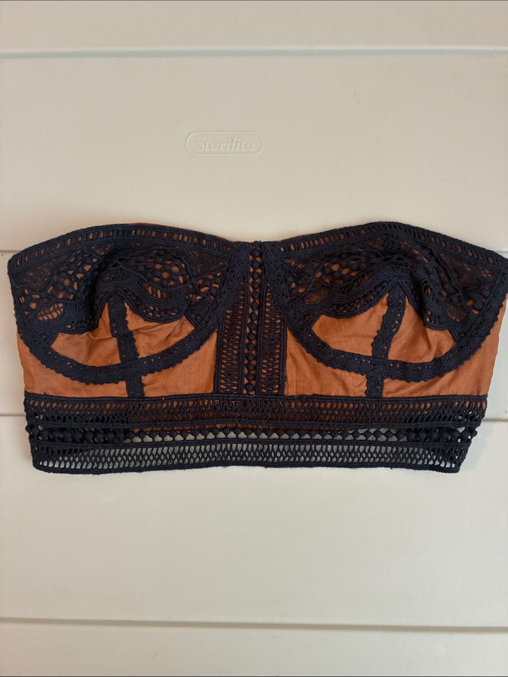 Strapless Crochet-Trim Bandeau Camisole - Black & Brown - Free People